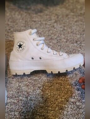 Converse All Star White High-Top Leather Lug Sole Sneaker
